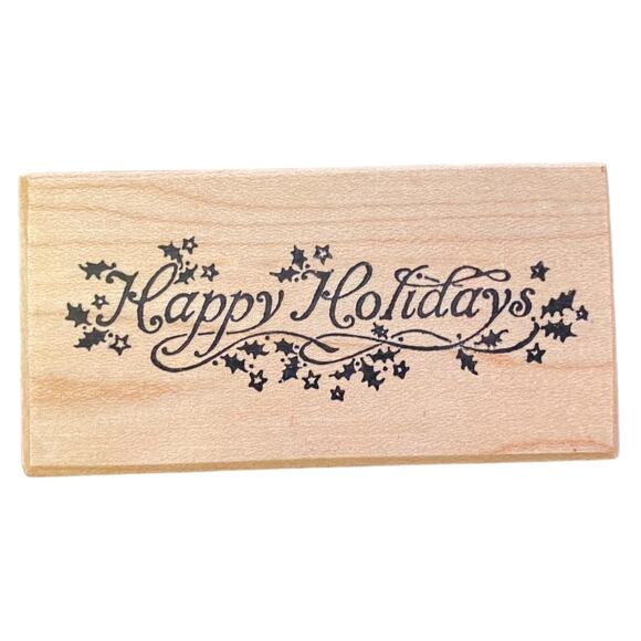 PSX E-079 Vintage Happy Holidays Rubber Stamp 1988 - Picture 1 of 2